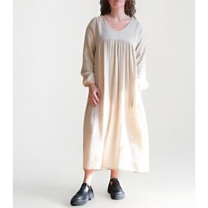 Organic Cotton Muslin Midi Meadow Dress MED The Simple Folk Ecru V-Neck Balloon